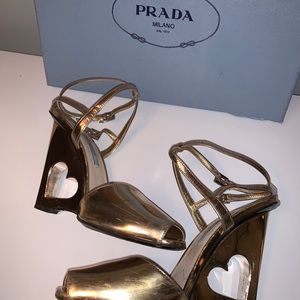 Prada — heart cutout wedge in gold (peep-toe)